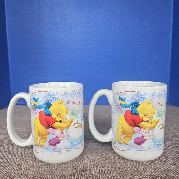 Disney Winnie The Pooh Set of 2 Coffee Mugs Snow Day Time For Play Tigger - Picture 3 of 9